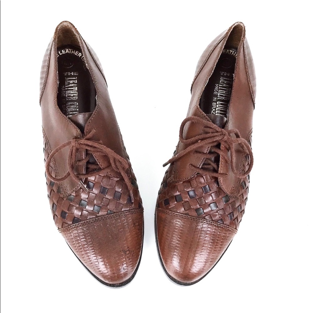 Vintage Woven Leather Oxford Shoes